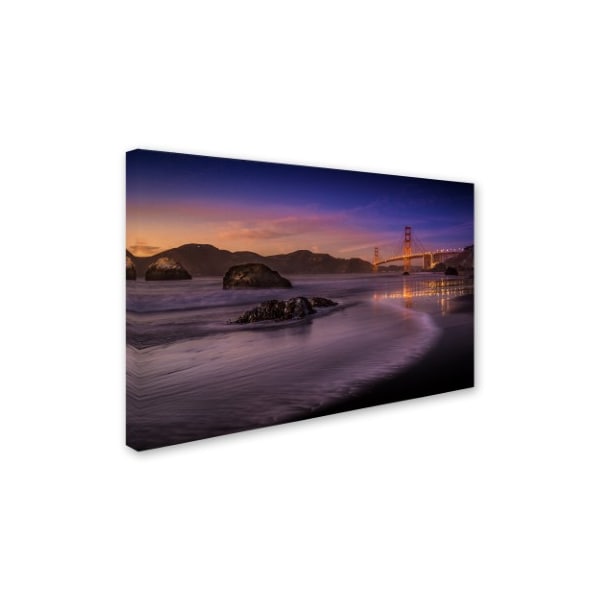 Mike Leske 'Golden Gate Bridge Fading Daylight' Canvas Art,22x32